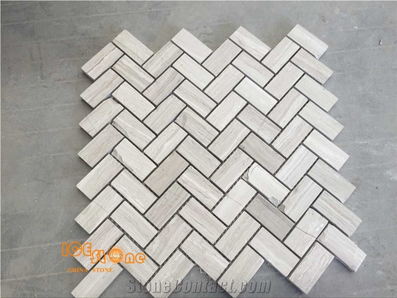 White Wood Mosaic,Floor Mosaic,Hexagon Mosaic,Light Grey Wood Mosaic, Polished Mosaic