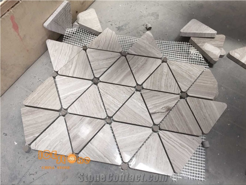 White Wood Mosaic,Floor Mosaic,Hexagon Mosaic,Light Grey Wood Mosaic, Polished Mosaic