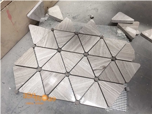 White Wood Mosaic,Floor Mosaic,Hexagon Mosaic,Light Grey Wood Mosaic, Polished Mosaic