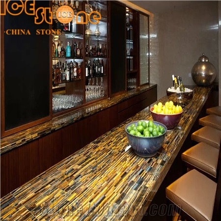 Yellow Tiger Eyes Counter Top Semiprecious Stone Kitchen Countertops/Wall Decoration Precious Stone/Hotel Luxury Building Stone Material/Gemstone/Precious Stone