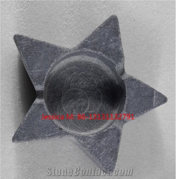 Five Star Shape Cigratte Ashtrays, Grey Marble Ashtrays