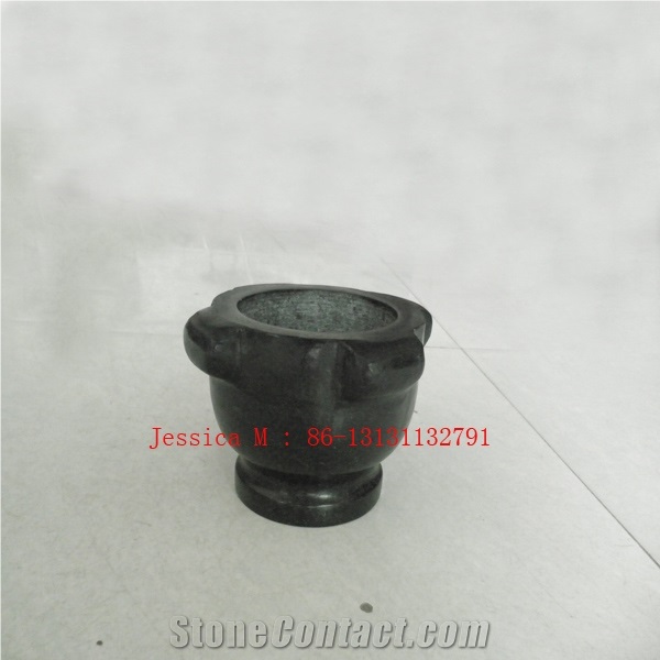 Granite Mortar and Pestle with Handle /4 Oreilles Mortier Pilon