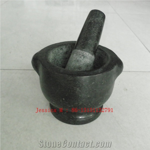 Granite Mortar and Pestle with Handle /4 Oreilles Mortier Pilon