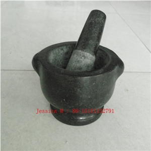 Granite Mortar and Pestle with Handle /4 Oreilles Mortier Pilon