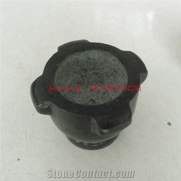 Granite Mortar and Pestle with Handle /4 Oreilles Mortier Pilon