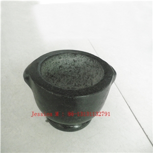 Granite Mortar and Pestle with Handle /4 Oreilles Mortier Pilon