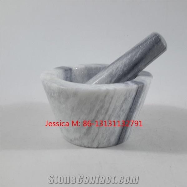 Grey Marble Mortar and Pestle