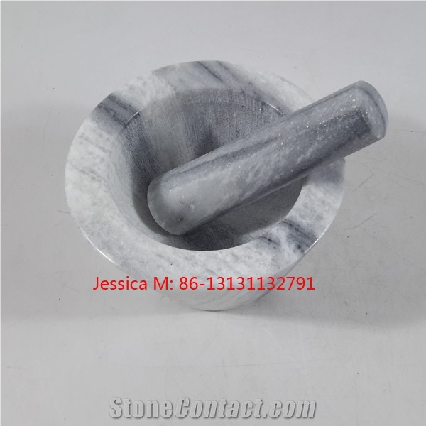 Grey Marble Mortar and Pestle