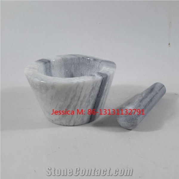 Grey Marble Mortar and Pestle