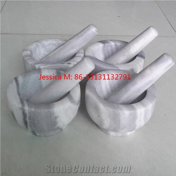 Grey Marble Pestle Set /Stone Mortar and Pestle