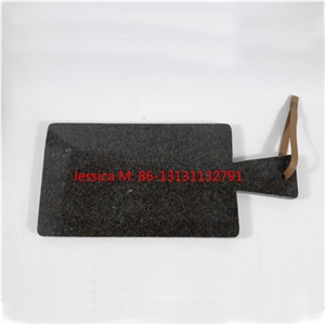 Natural Granite Paddle Kitchen Cheese Board Stone Pizza Serving Board with Handles