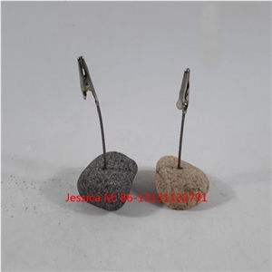 River Rock Base Setting Card Clip /Stone Card Clip