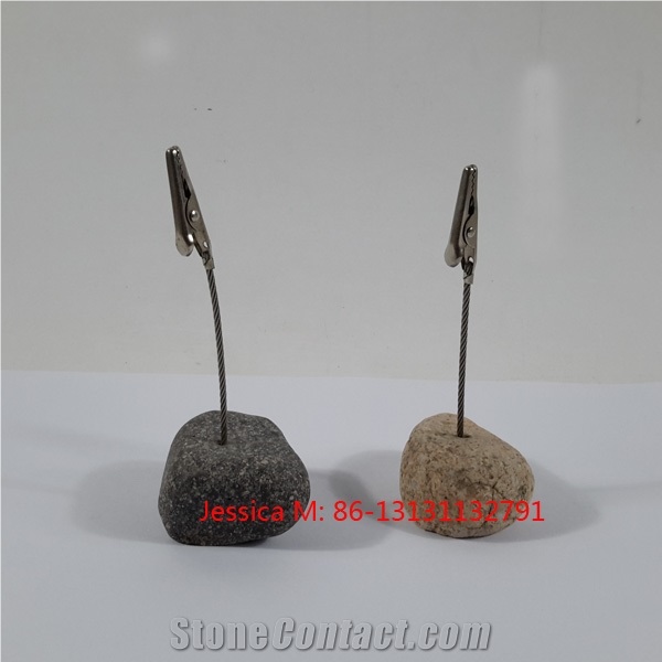 River Rock Base Setting Card Clip /Stone Card Clip