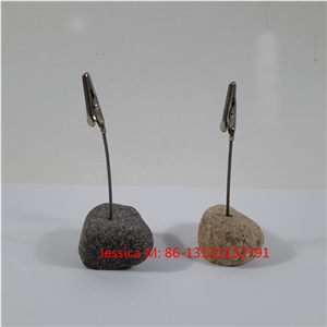 River Rock Base Setting Card Clip /Stone Card Clip