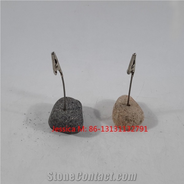 River Rock Base Setting Card Clip /Stone Card Clip