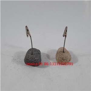 River Rock Base Setting Card Clip /Stone Card Clip