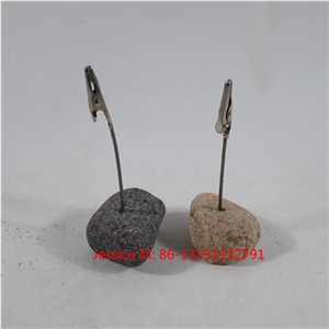 River Rock Base Setting Card Clip /Stone Card Clip