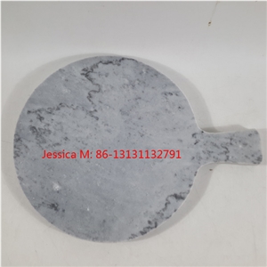 Round Marble Cheese Board with Handle /Marble Cheese Board/Breakfast Plate/Placemat