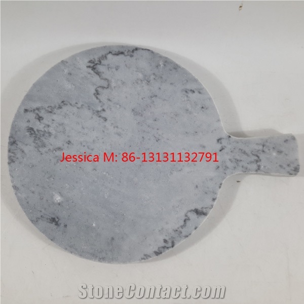 Round Marble Cheese Board with Handle /Marble Cheese Board/Breakfast Plate/Placemat