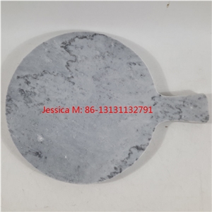 Round Marble Cheese Board with Handle /Marble Cheese Board/Breakfast Plate/Placemat