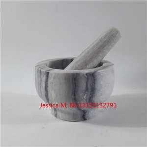 Stone Kitchen Grinding Tool,Marble Kitchenware,Gray Stone Mortar and Pestle