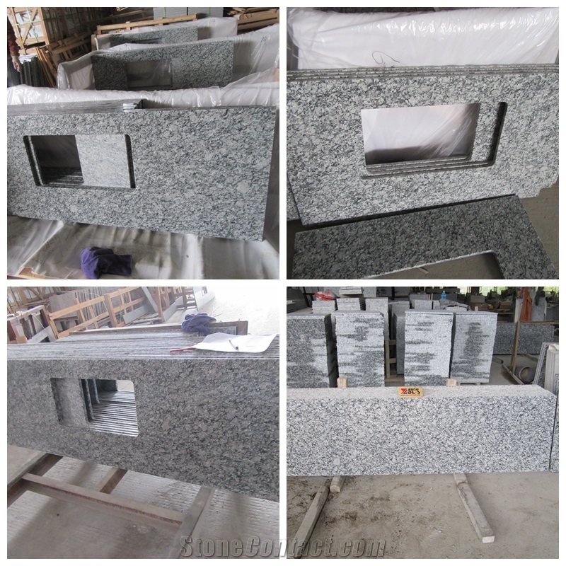 G418 Surfwhite Sea Wave Flower Sea Wave White Polished Countertops