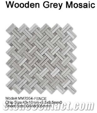 Honeycomb Marble Mosaic, Wooden Grey Marble Mosaic, Polished Mosaic/Mosaic Tile/Wall or Floor Mosaic
