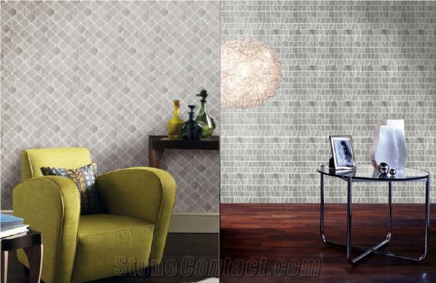 Honeycomb Marble Mosaic, Wooden Grey Marble Mosaic, Polished Mosaic/Mosaic Tile/Wall or Floor Mosaic