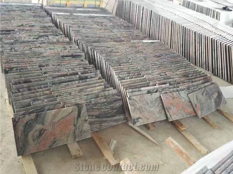 Multicolor Red Polished Granite Slabs Tiles