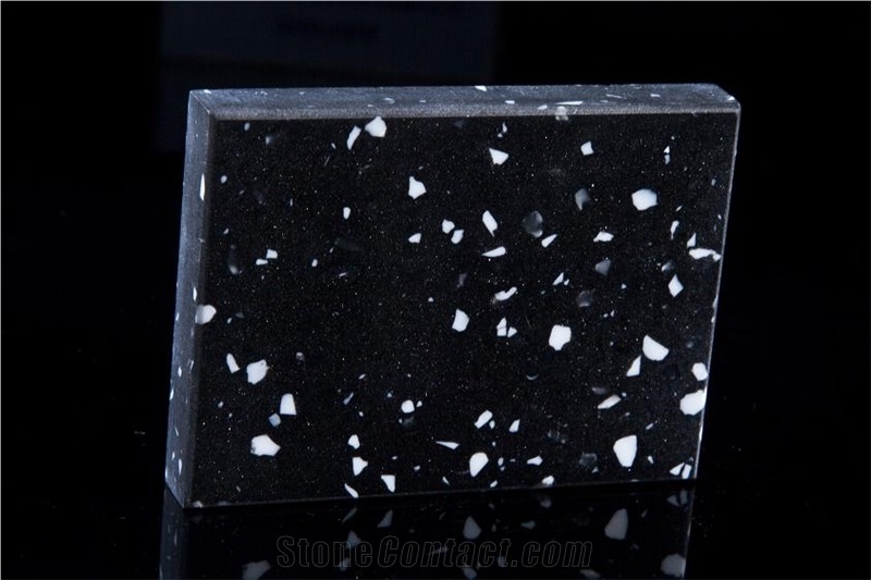 Black Home Decoration Materials Polyester Artificial Stone Qh0825