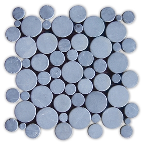 Grey Marble Rounded Wall Mosaic, Indonesia Grey Marble Mosaic, Grey Coin Shape Marble Mosaic