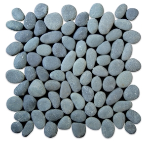 Indonesia Black Pebbles Mosaic Tiles, Black Beach Pebbles Mosaic for Wall and Floor, Black Pebbles Wall Mosaic Pattern