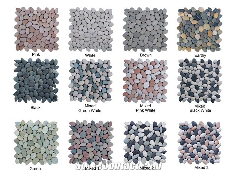 Indonesia Green Pebbles Mosaic Tiles, Green Beach Pebbles Mosaic for Wall and Floor Mosaic, Green Pebbles Wall Mosaic Pattern