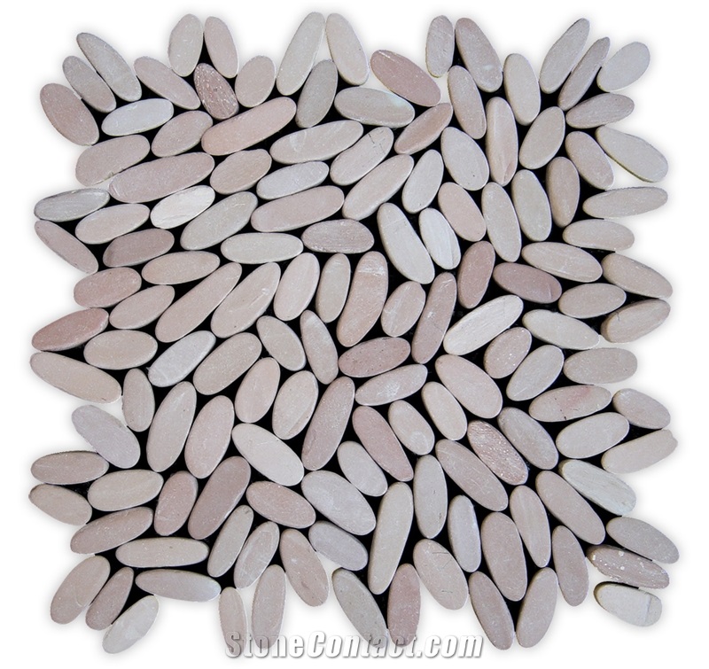 Indonesia Pink Pebbles Mosaic Tiles, Pink Beach Pebbles Mosaic for Wall and Floor Mosaic, Pink Pebbles Wall Mosaic Pattern