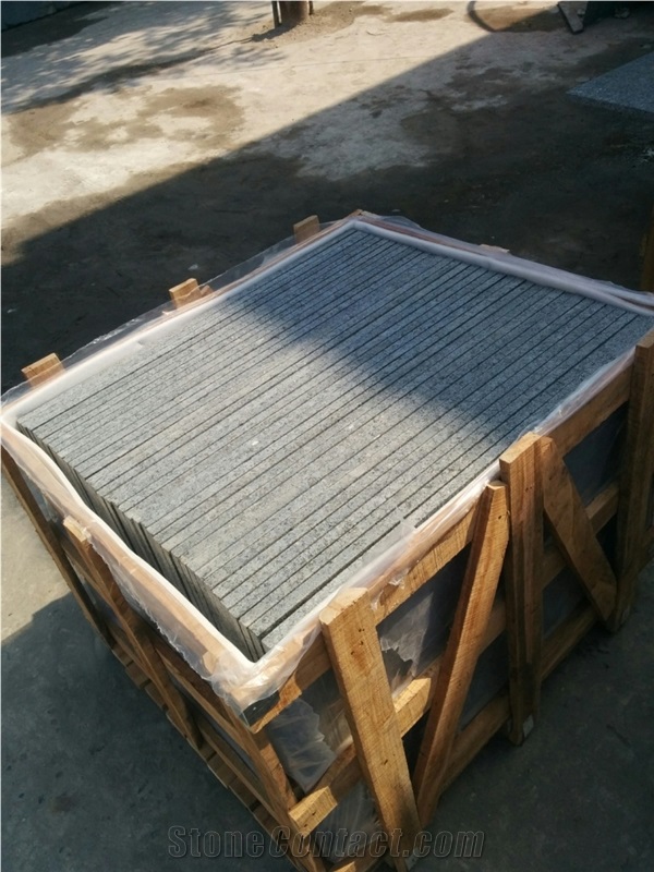Flamed and Brushed Black Granite
