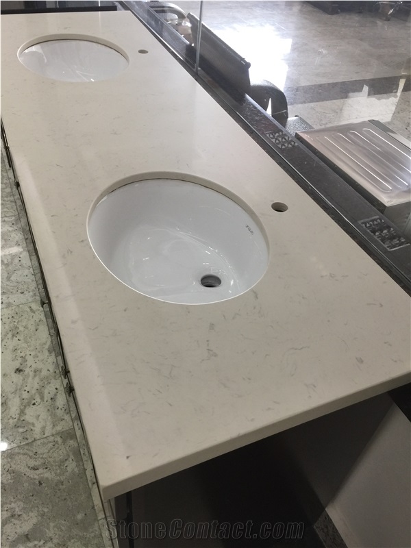Natural Marble Like Artificial Quartz Stone with Dark Vein Lines for Interior Decoration Made from Guangdong Yunfu Ce, Sgs Certificate, High Quality @ Wholesale Prices