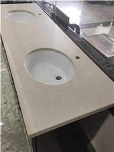 Natural Marble Like Artificial Quartz Stone with Dark Vein Lines for Interior Decoration Made from Guangdong Yunfu Ce, Sgs Certificate, High Quality @ Wholesale Prices