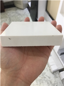 Pure Color White Quartz Artificial Stone Manmade From Guangdong 3200*1600 or 3000*1400 for Pre-Fabricated Tops with Various Edge Profiles