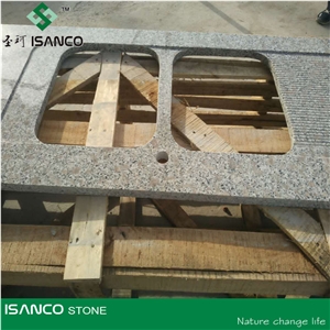 Grey Granite Kitchen Tops, Desk Tops, Bench Tops with Bullnose Edge, Chinese Cheap White Granite Countertop Stone