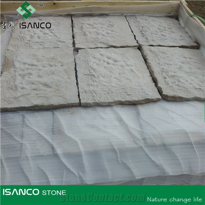 White Sandstone Pavers Rough Picked Finish Courtyard Road Pavers White Sandstone Tile Paving Sets Natural Surface Walkway Pavers Sandstone Blind Stone Pavers Patio Pavers with Cheap Price