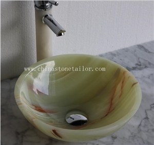 Light Green Onyx Basin, Green Onyx Round Sinks, Vessel Sinks