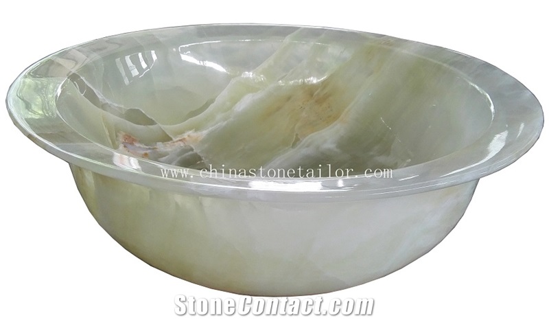 Light Green Onyx Sinks & Basin, Onyx Round Wash Bowls