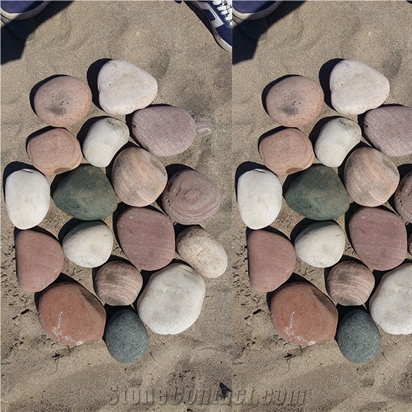 Mixed Pebble Stone Flat River Pebbles China Multicolor Striped Pebbles Pebble Pattern Aggregates