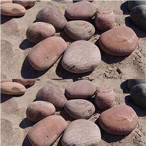 Red Color Natural Pebble Stone China Gravels Flat River Pebbles