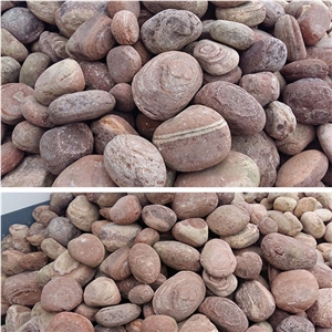 Red Color Natural Pebble Stone China Gravels Flat River Pebbles