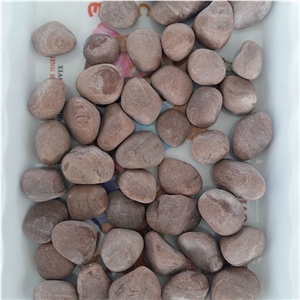 Red Color Natural Pebble Stone China Gravels Flat River Pebbles