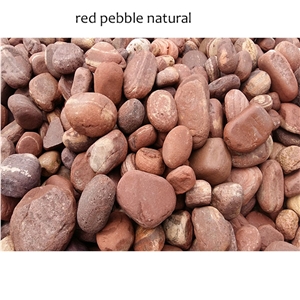 Red Color Natural Pebble Stone China Gravels Flat River Pebbles