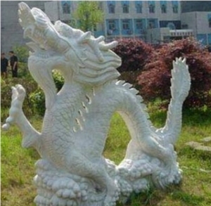 Big Hand Carved Sculpture Western Style White Marble Animal Statue