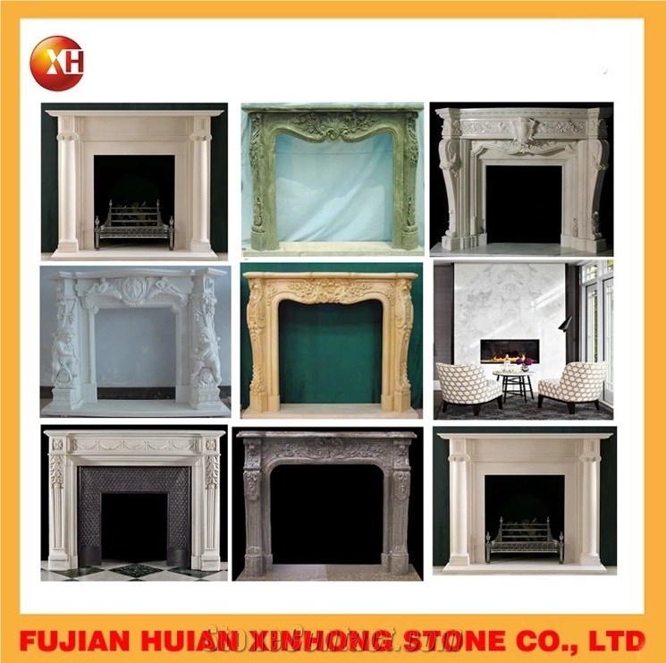 Carved Suspended Marble Fireplace,Indoor Freestanding Fireplace