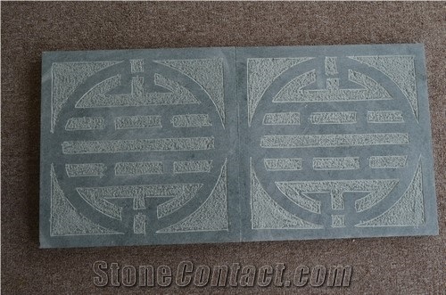 Mossy Green Stones with Longevous Word Pattern from Vietnam